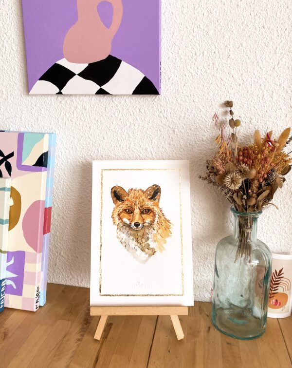 Peinture aquarelle originale renard A4 – Image 7