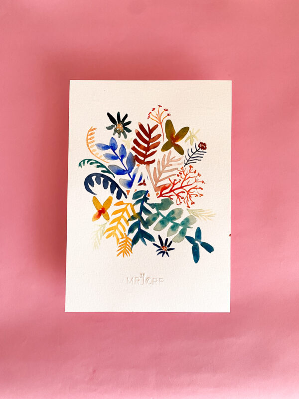 Peinture aquarelle originale monogramme lettre A