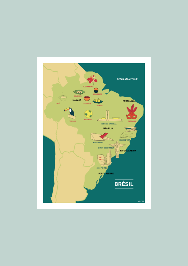 Au cœur du Brésil Affiche A3 A4 Carte postale – Image 2