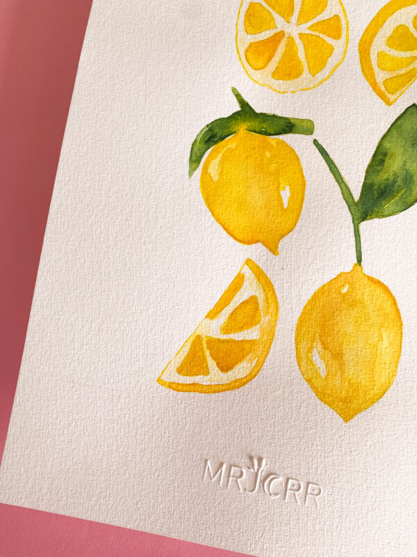 Peinture aquarelle originale Citrons – Image 3