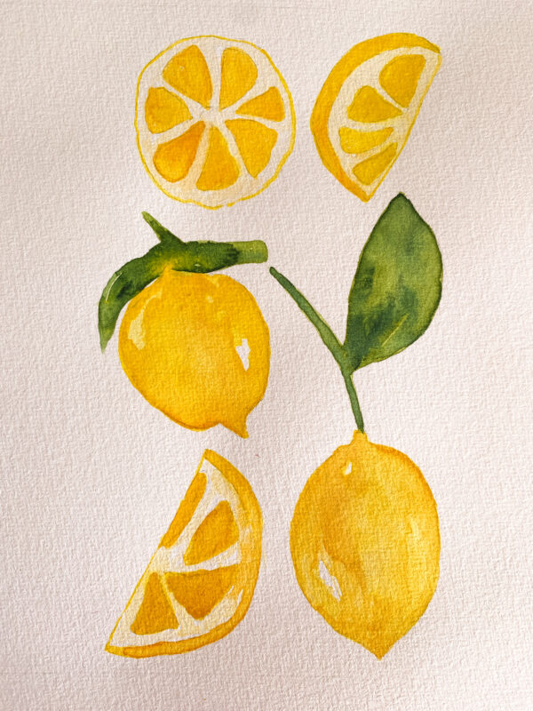 Peinture aquarelle originale Citrons – Image 4