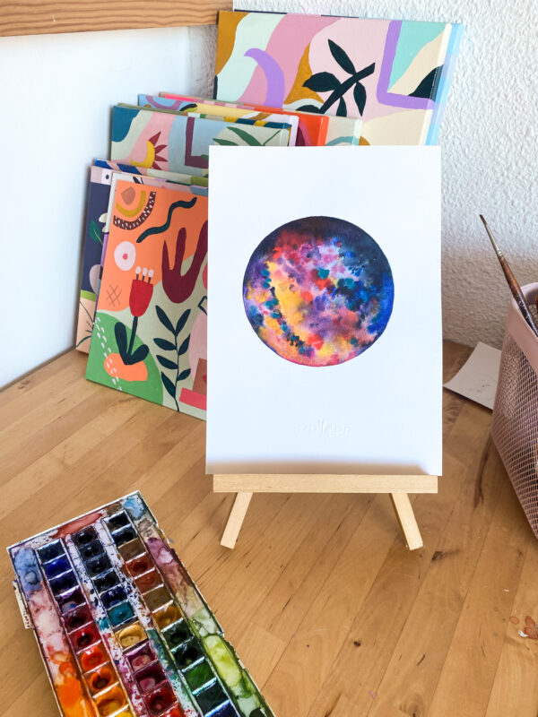 Peinture aquarelle originale Lune – Image 5