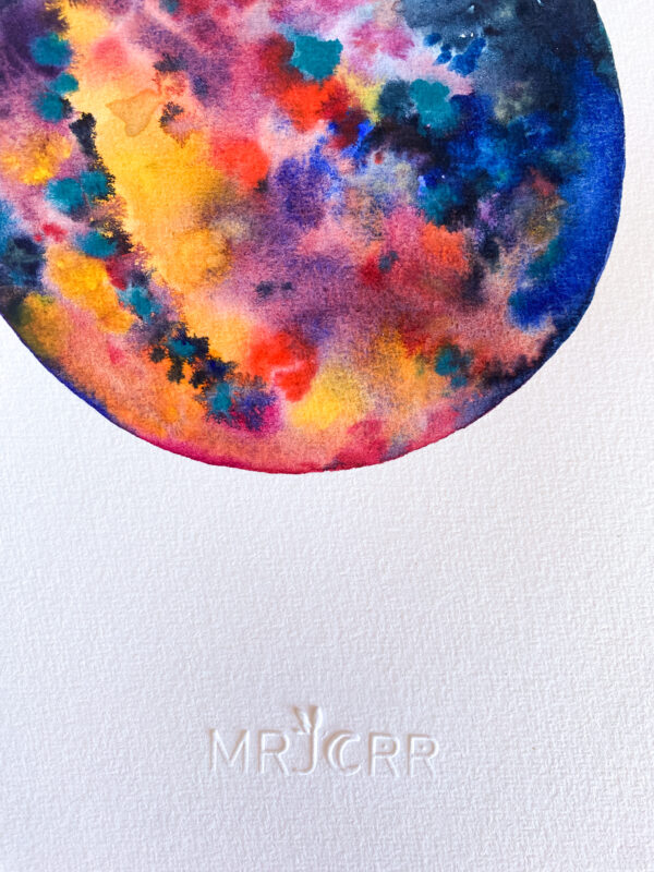Peinture aquarelle originale Lune – Image 2