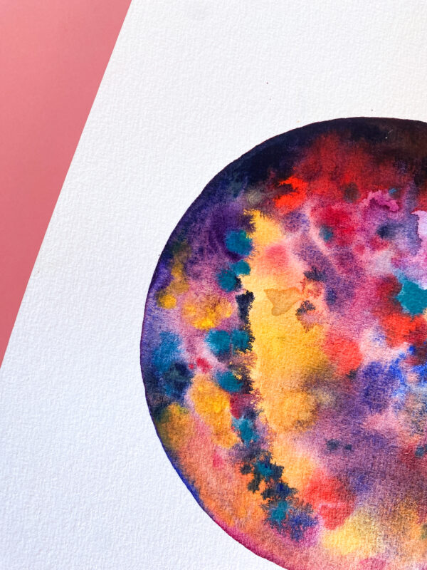 Peinture aquarelle originale Lune – Image 4