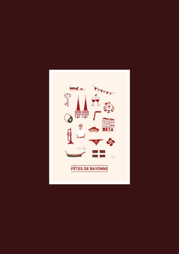 Fêtes de Bayonne Affiche A3 A4 Carte postale – Image 2