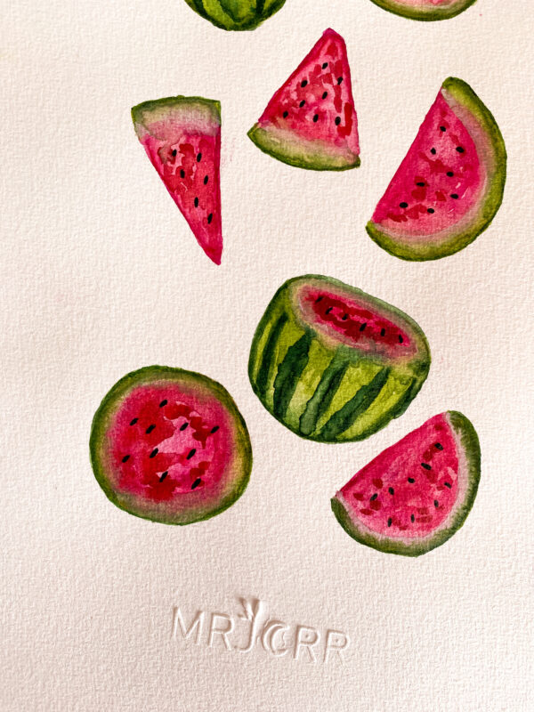 Peinture aquarelle originale Pastèques – Image 2