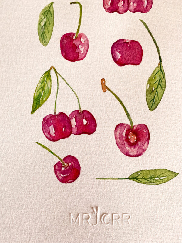 Peinture aquarelle originale Cerises – Image 2