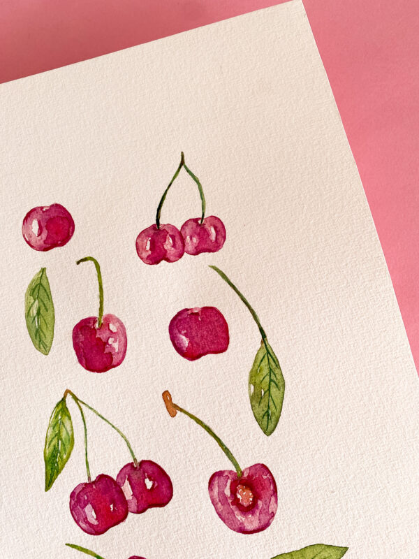 Peinture aquarelle originale Cerises – Image 4