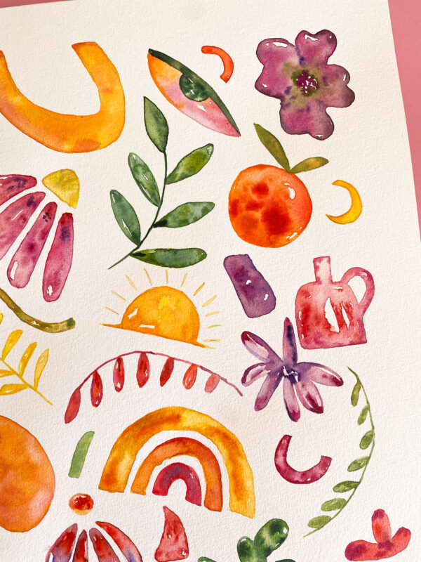 Peinture aquarelle fleurs œuvre originale – Image 3