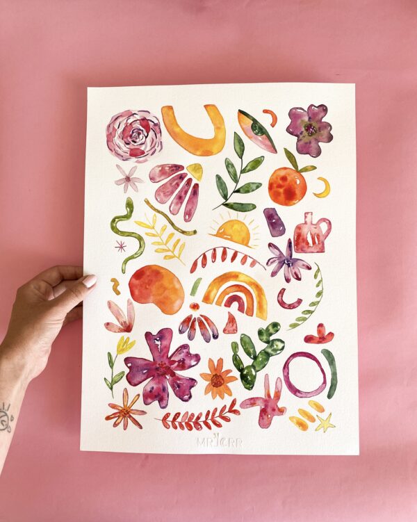 Peinture aquarelle fleurs œuvre originale – Image 5