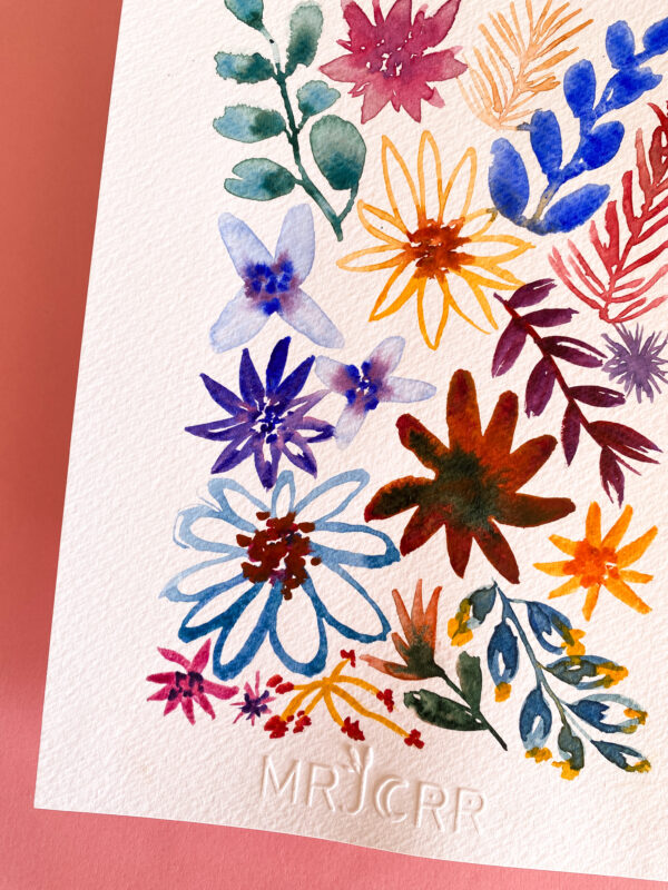 Peinture aquarelle fleurs œuvre originale – Image 2