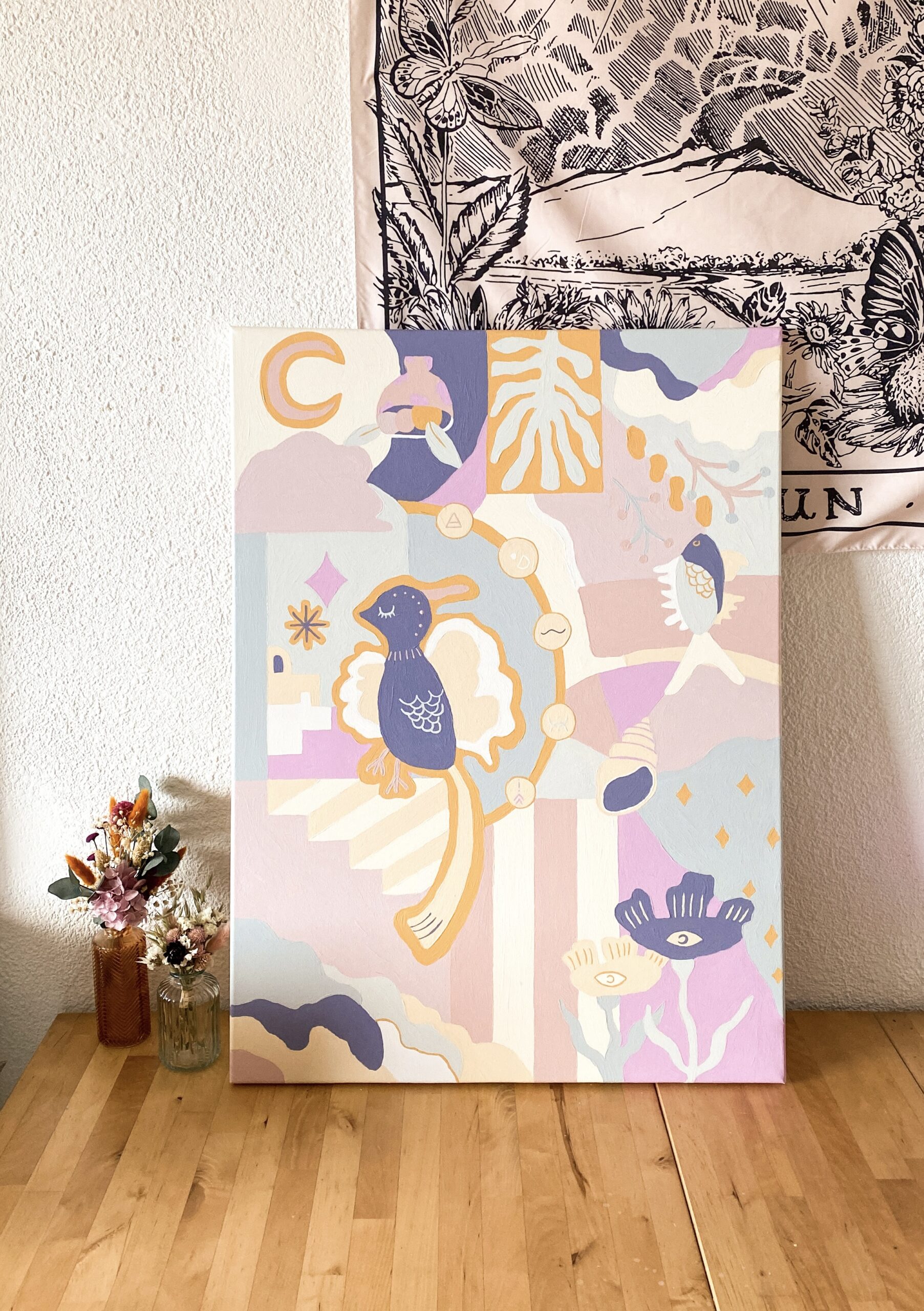 Peinture acrylique sur toile, œuvre originale, modèle unique