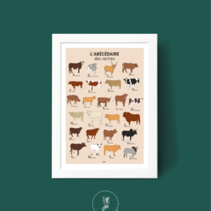 L' Abécédaire des vaches Affiche A3 A4 Carte postale