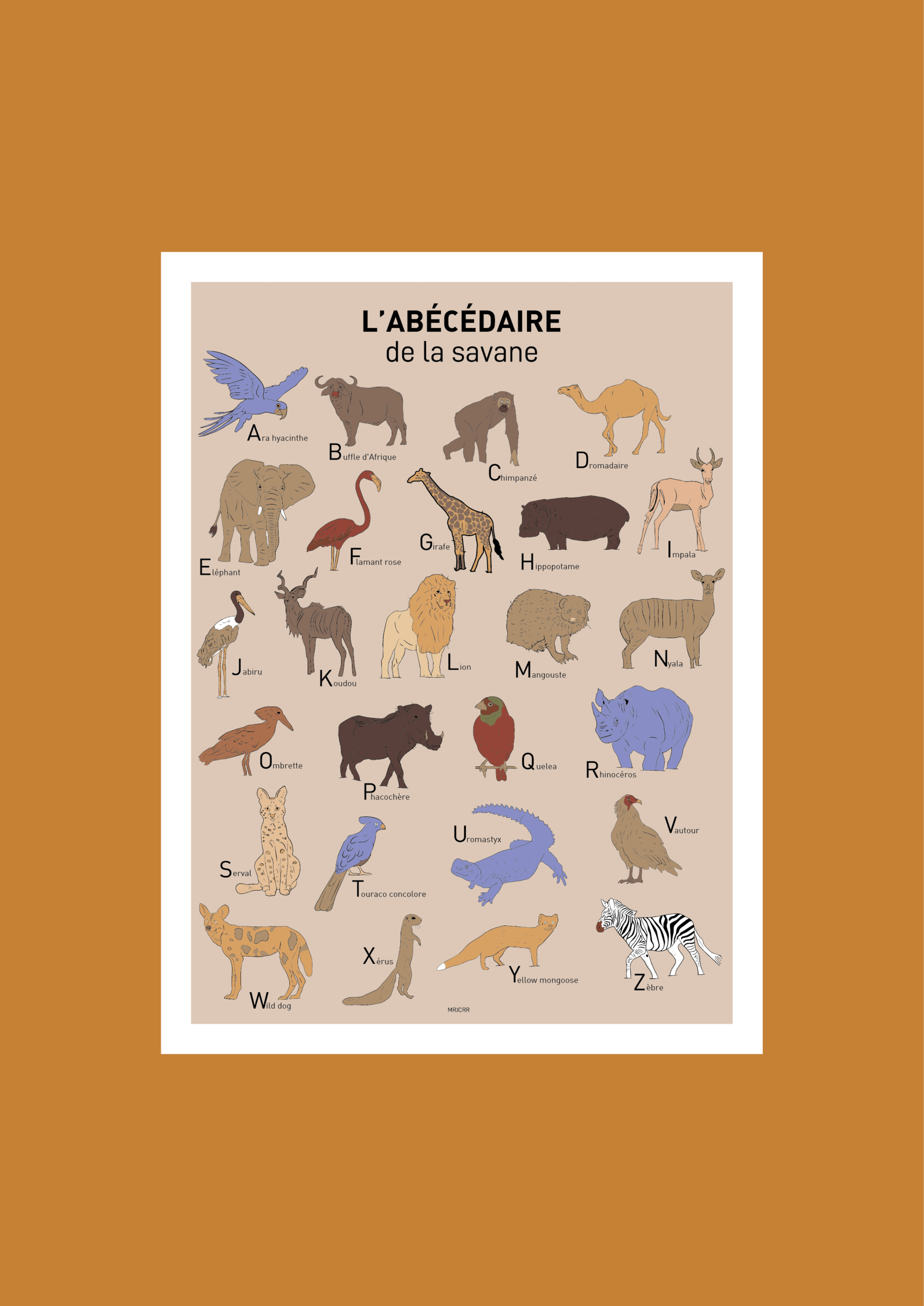 L' Abécédaire de la savane Affiche A3 A4 Carte postale – Image 2
