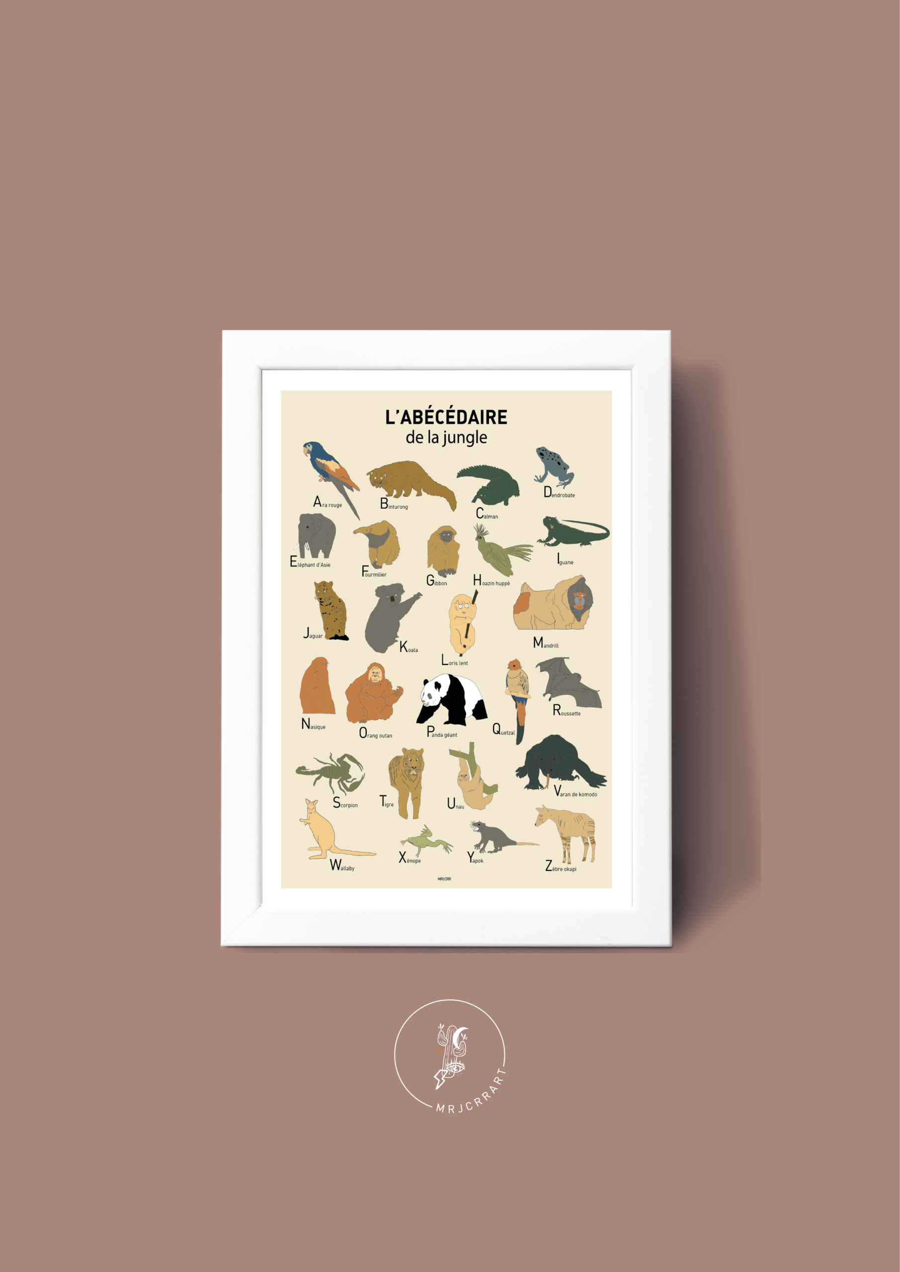 L' Abécédaire de la jungle Affiche A3 A4 Carte postale