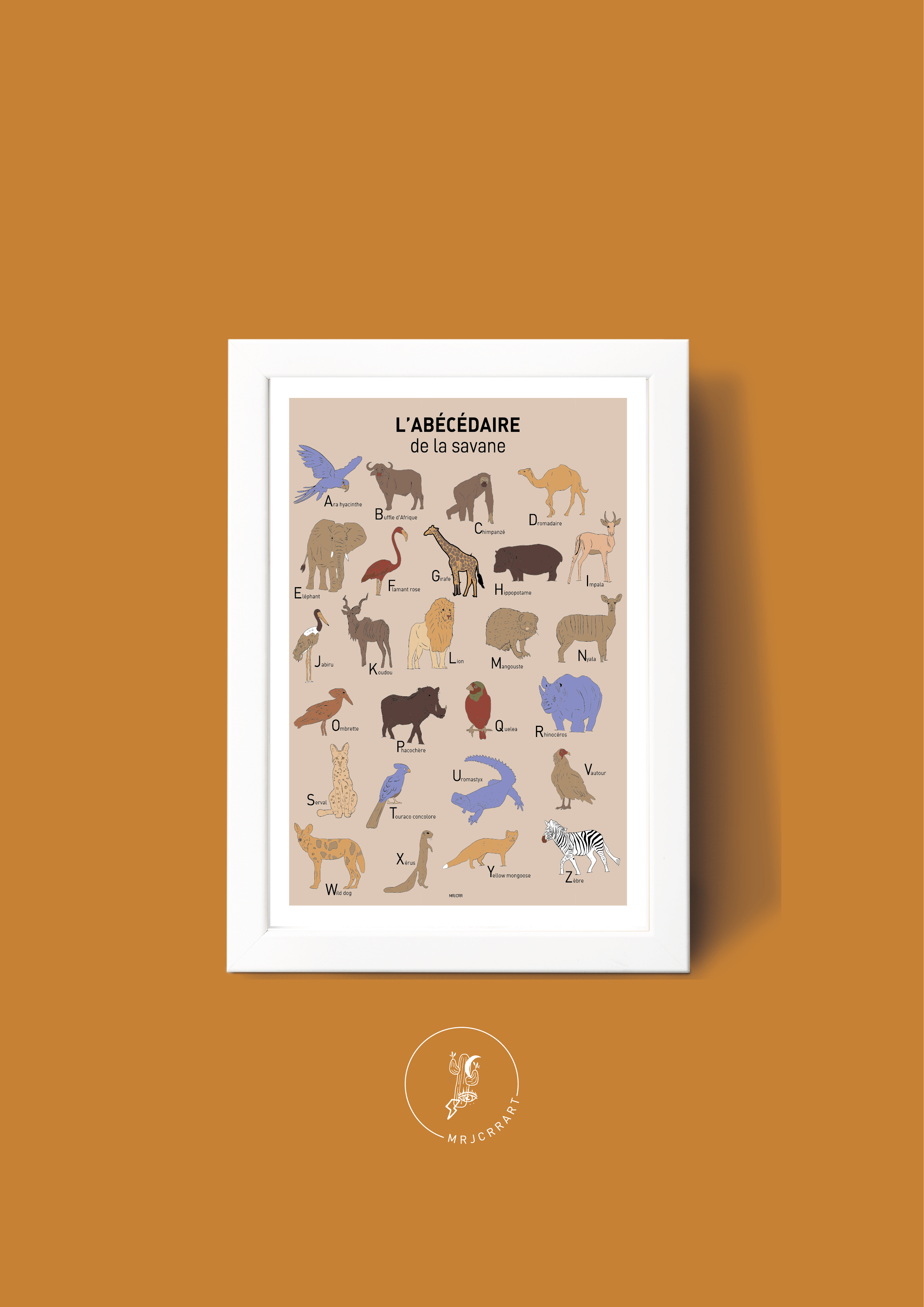 L' Abécédaire de la savane Affiche A3 A4 Carte postale