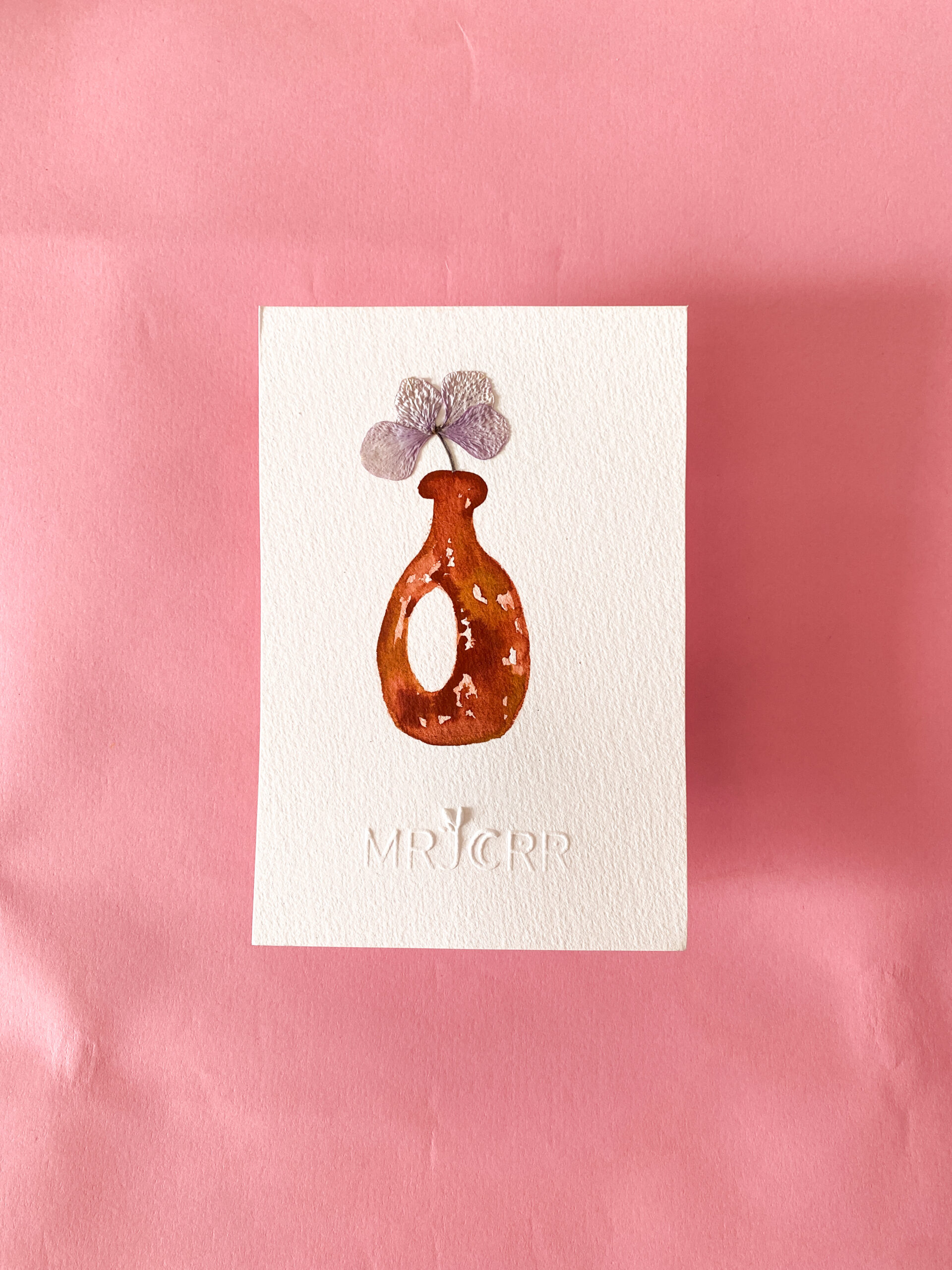 Peinture aquarelle originale vase et fleurs A6