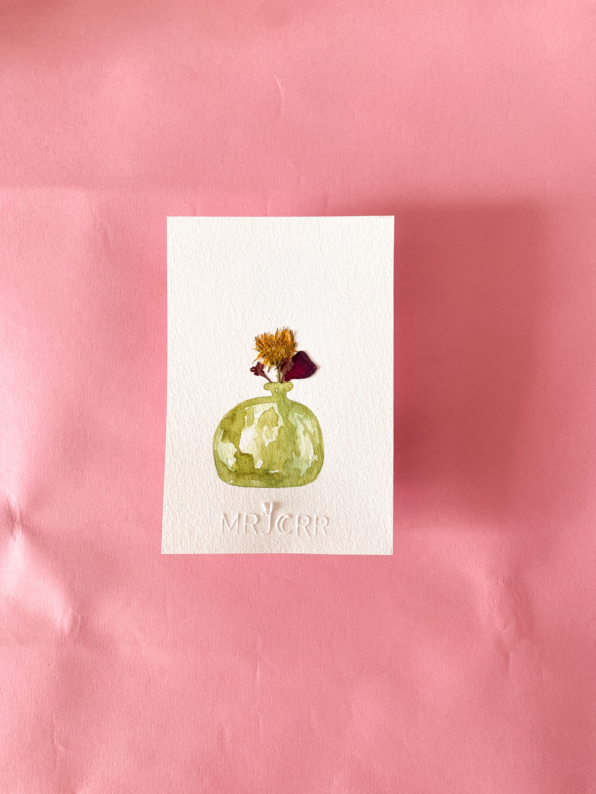 Peinture aquarelle originale vase et fleurs A6