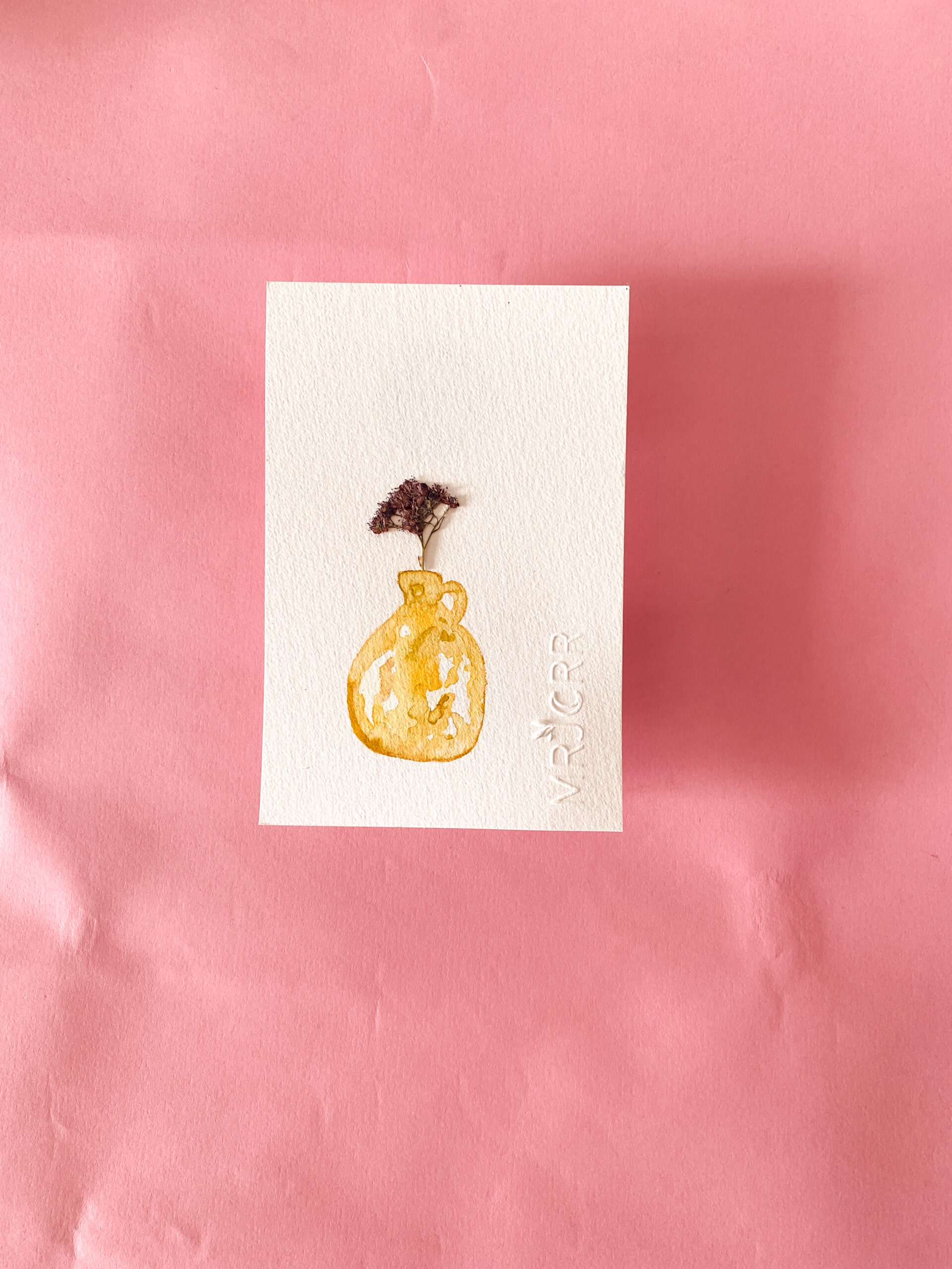 Peinture aquarelle originale vase et fleurs A6