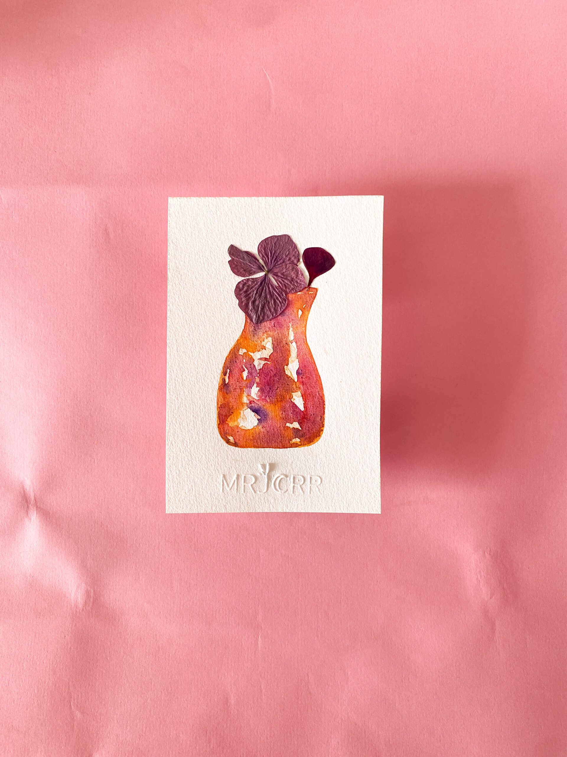 Peinture aquarelle originale vase et fleurs A6