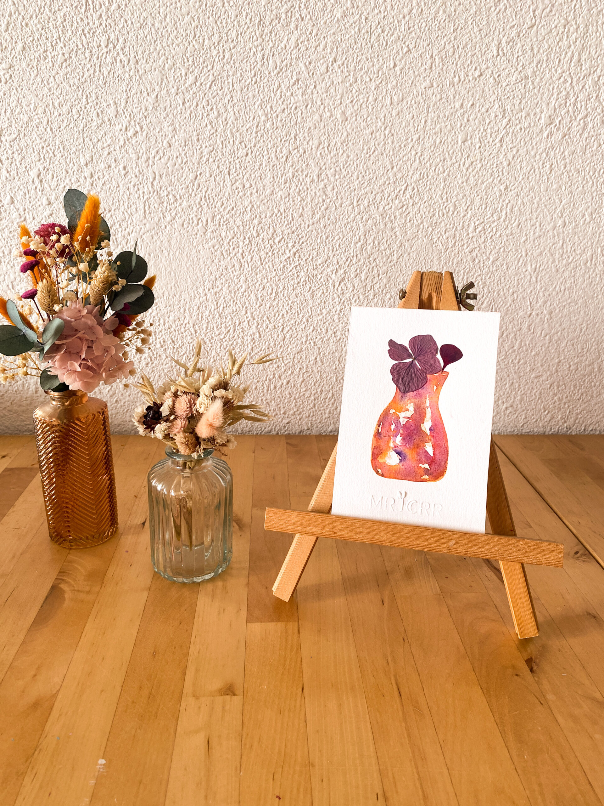 Peinture aquarelle originale vase et fleurs A6 – Image 4