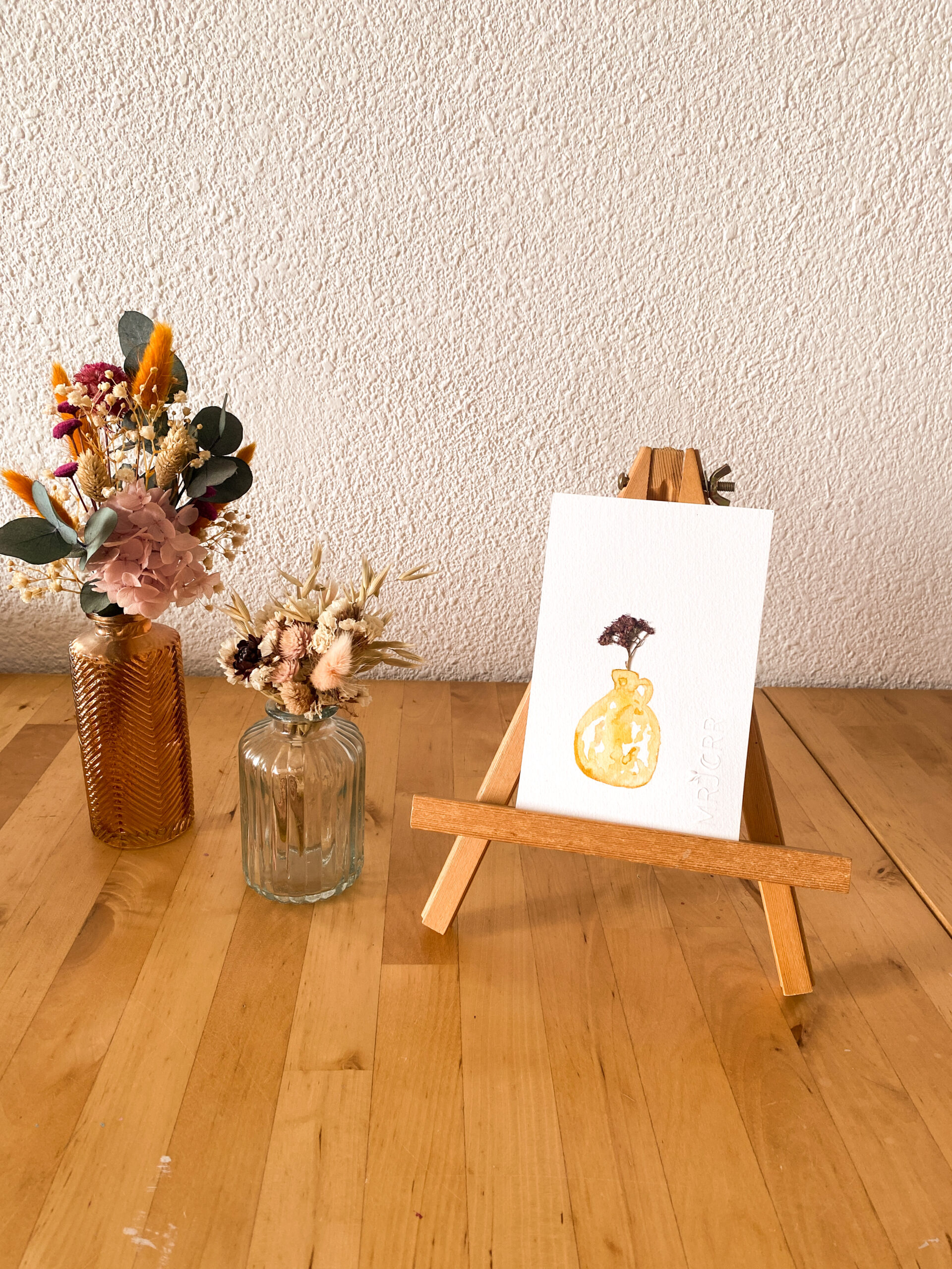 Peinture aquarelle originale vase et fleurs A6 – Image 4
