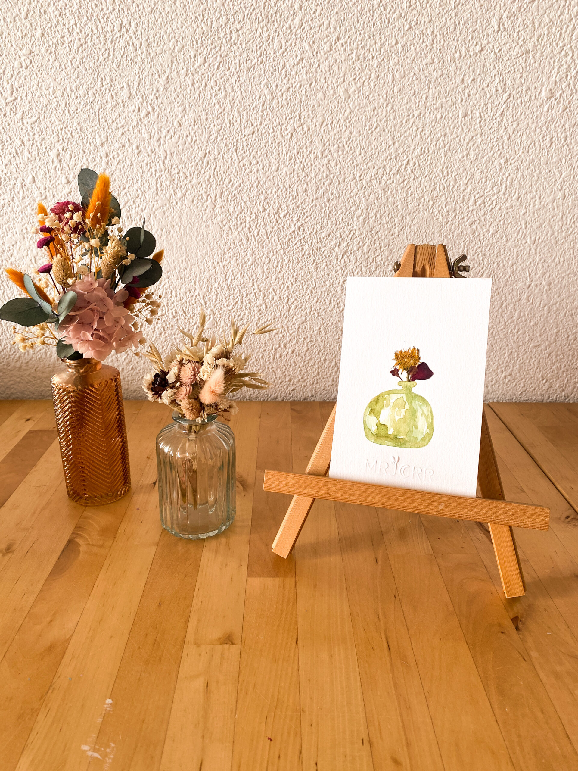 Peinture aquarelle originale vase et fleurs A6 – Image 4