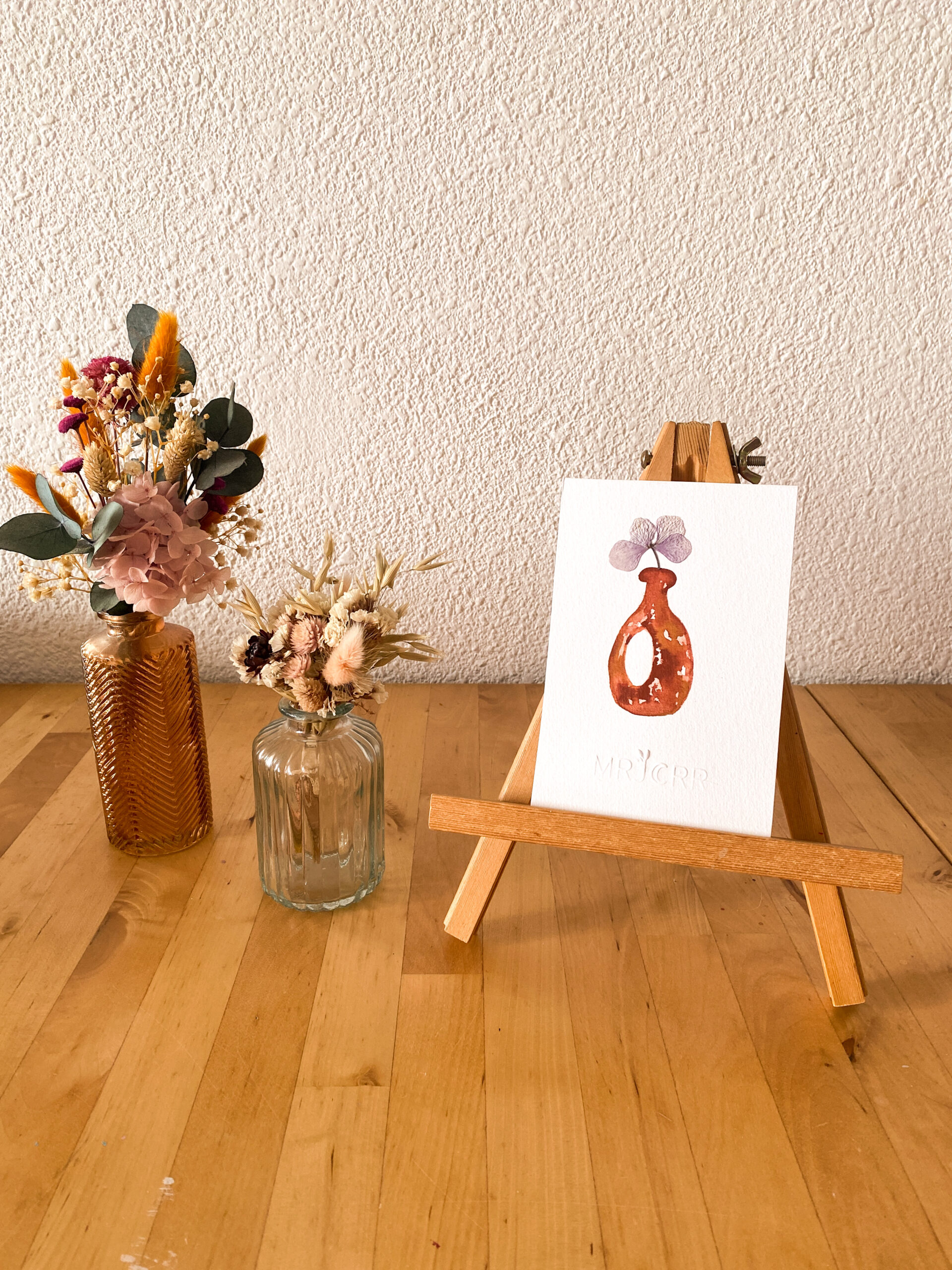 Peinture aquarelle originale vase et fleurs A6 – Image 4