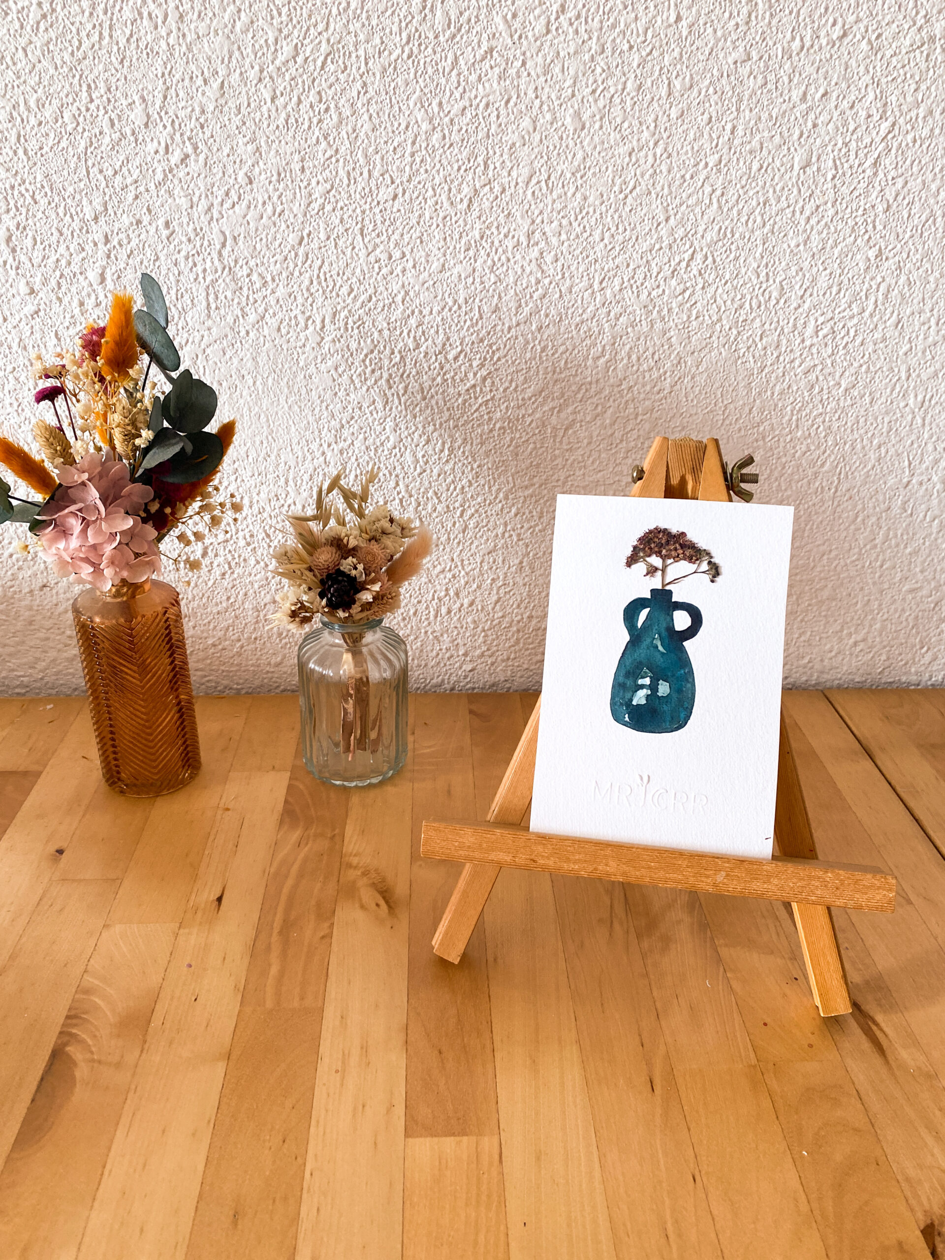 Peinture aquarelle originale vase et fleurs A6 – Image 3