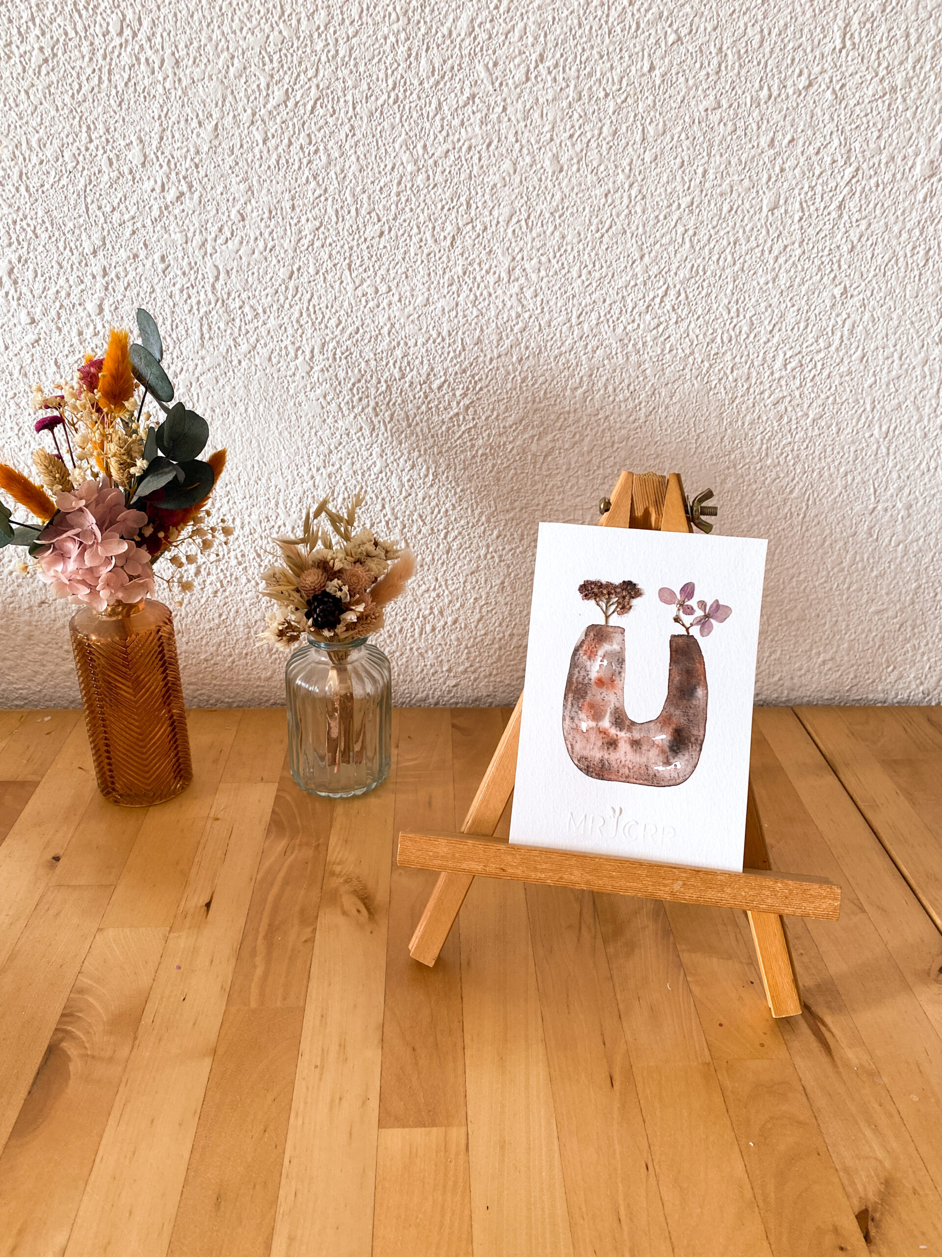 Peinture aquarelle originale vase et fleurs A6 – Image 4