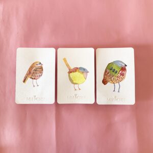 Peinture originale petit oiseau en trio