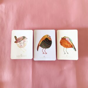Peinture originale petit oiseau en trio